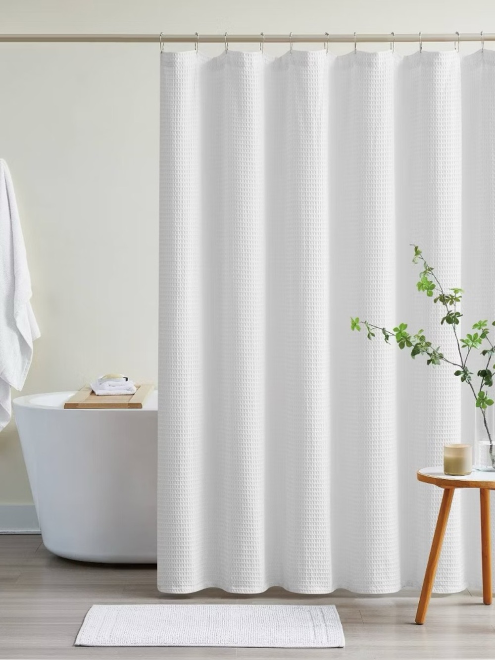 Cannon Heritage Cotton Waffle Shower Curtain White 72 inch by 72 inch bathroom